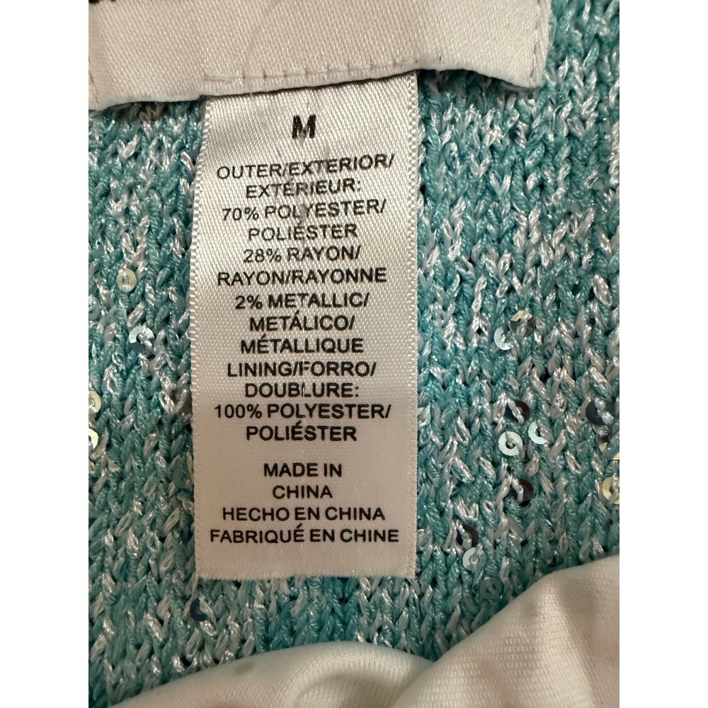Alfred Dunner W's Aqua Sequin 2 Piece Cardigan and Embellished Tank Set Size M‎ - Picture 5 of 5